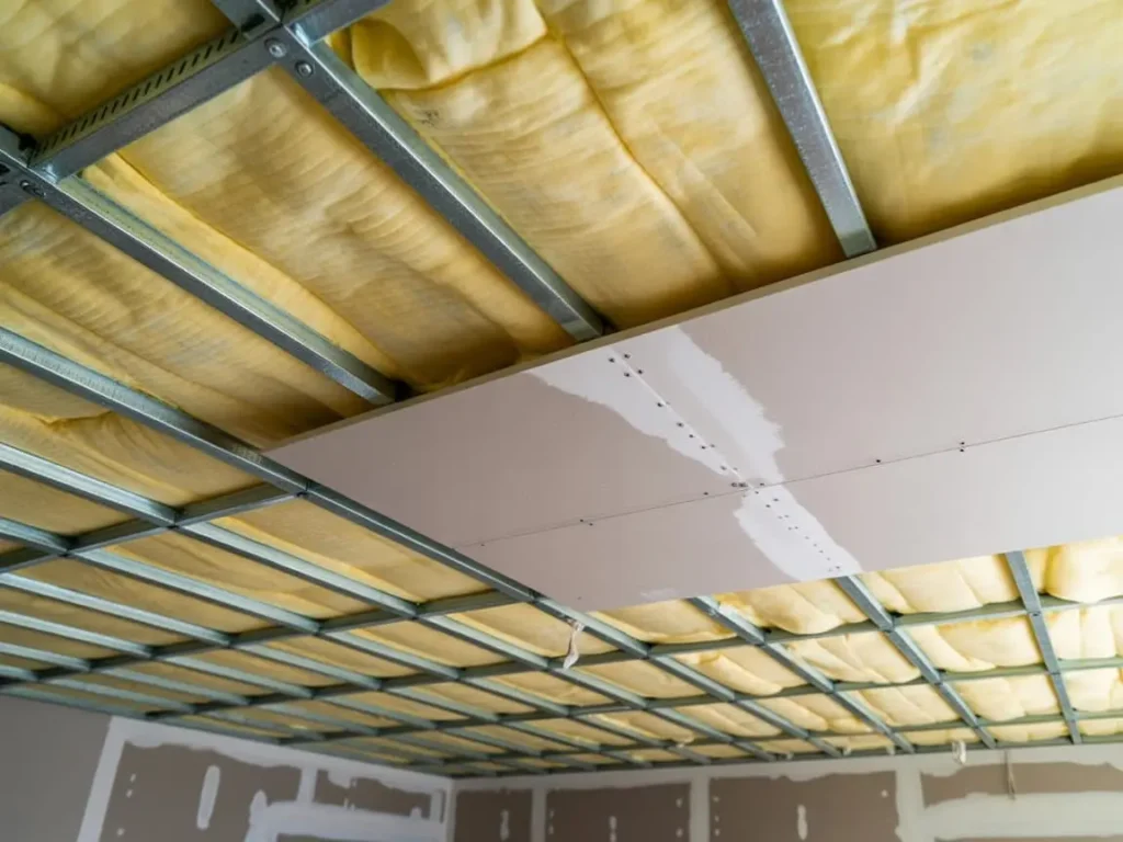 Instalación de aislamiento térmico con pladur en techos de viviendas de Burgos