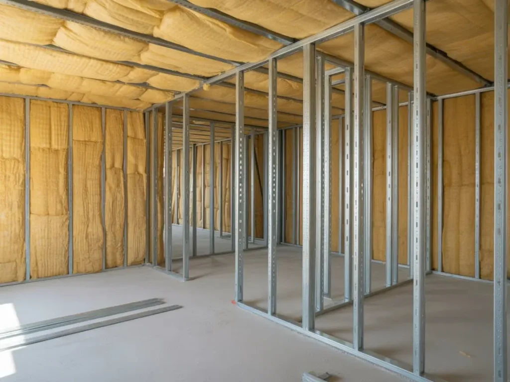 Tabiques de pladur con lana mineral para separar estancias en vivienda en Burgos